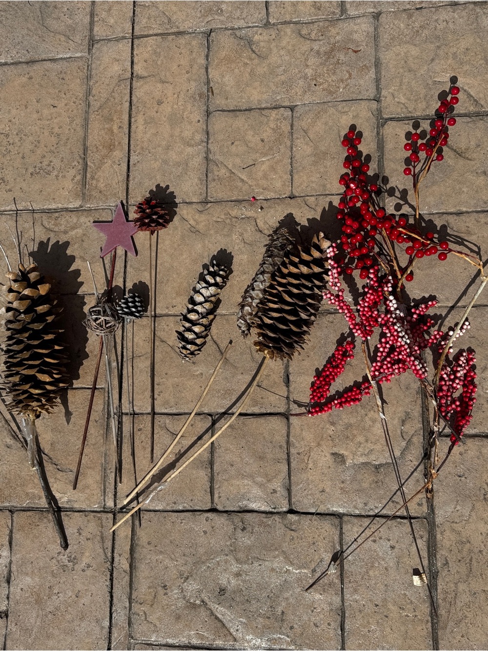 Assorted Holiday Floral Picks Pinecones Berries Craft Decor Lot